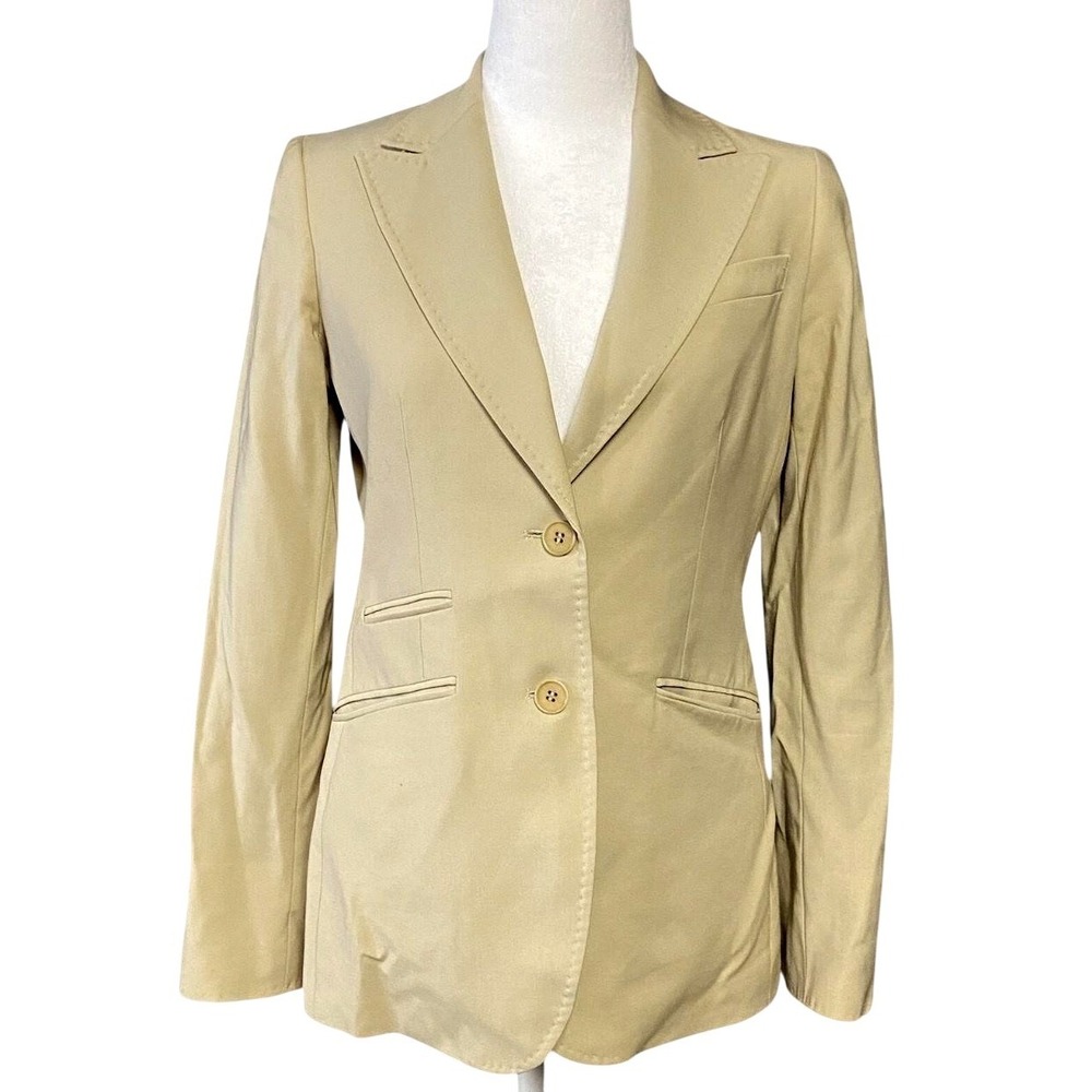 Talbots Blazer Womens 2 Beige Wool Blend 2 Button Notch Lapel Lined JO1931